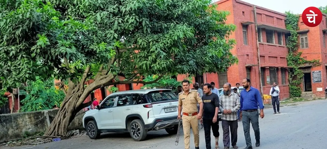 An image showing the accused walking, following a police encounter in Meerut